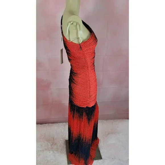 Halston Heritage One Shoulder Maxi Dress Multicolor NWT Looks